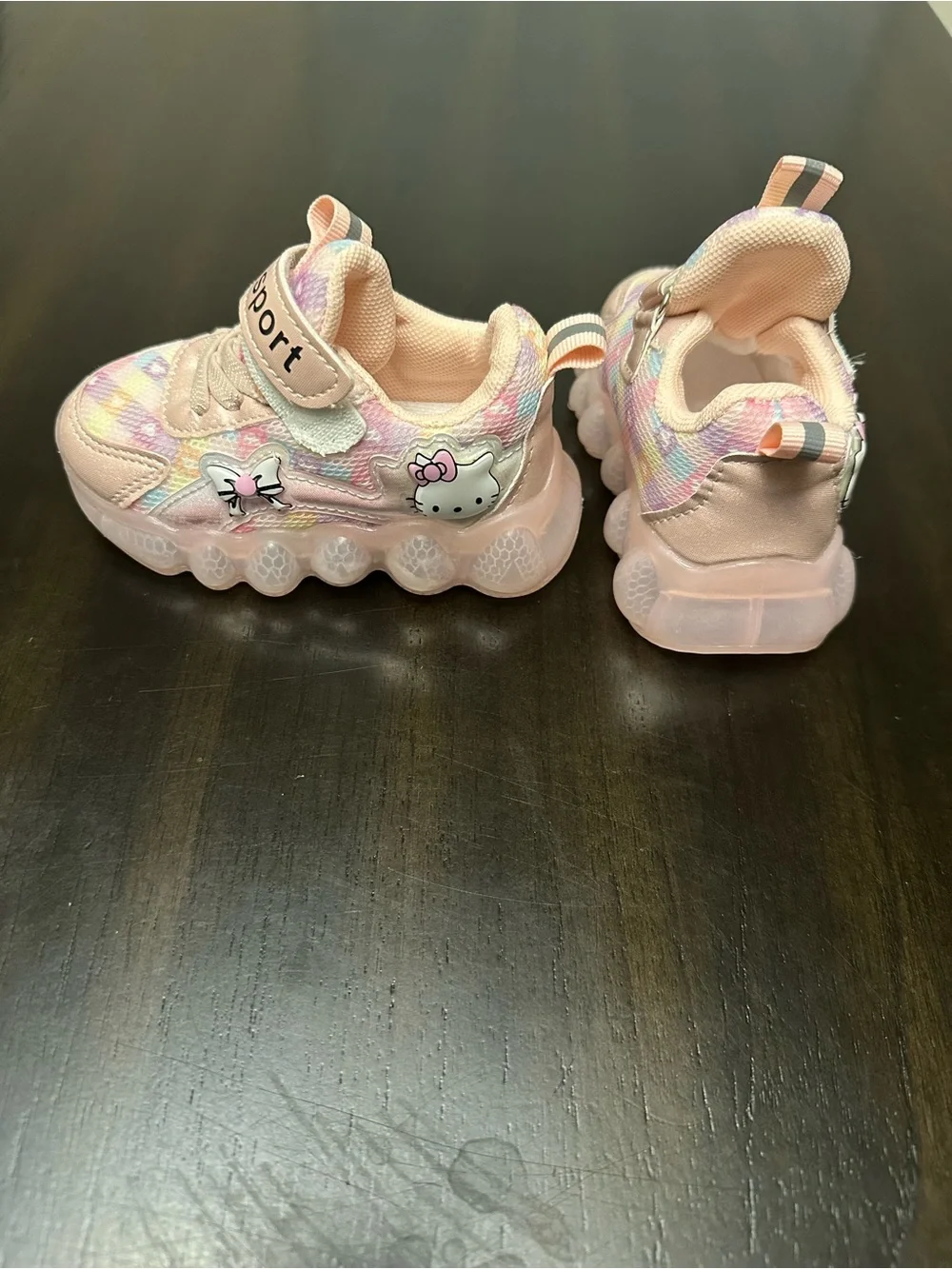 Kids Pink Light-Up Sneakers with Cute Character Detail( They run small in size)